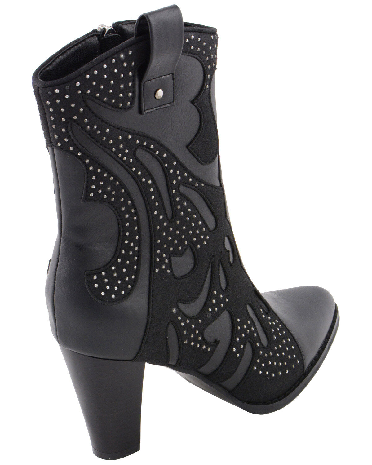 Image #9 - Milwaukee Leather Women's Studded Overlay Western Boots - Round Toe, Black, hi-res