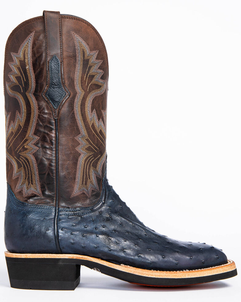 Lucchese Men's Cliff Exotic Ostrich Western Boots Wide Square Toe