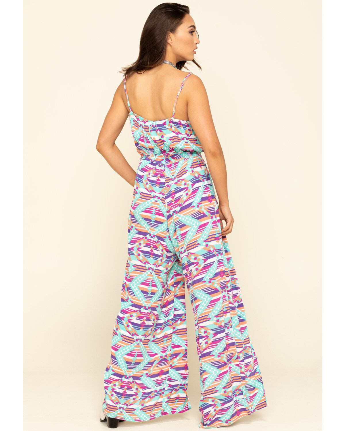 Image #5 - Rock & Roll Denim Women's Southwestern Striped Jumpsuit, Turquoise, hi-res