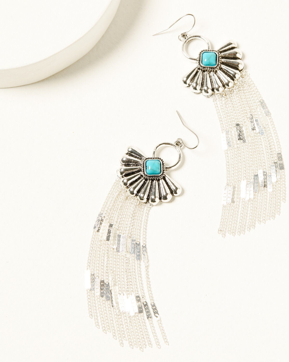 Shyanne Women's Scalloped Fringe Earrings, Silver, hi-res
