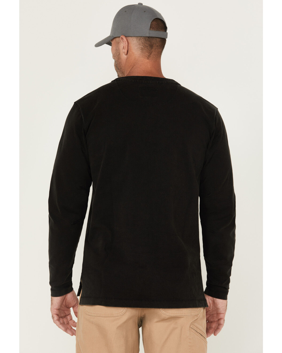 Image #4 - Thorogood Men's Heavyweight Vintage-Wash Long Sleeve Henley Shirt, Black, hi-res