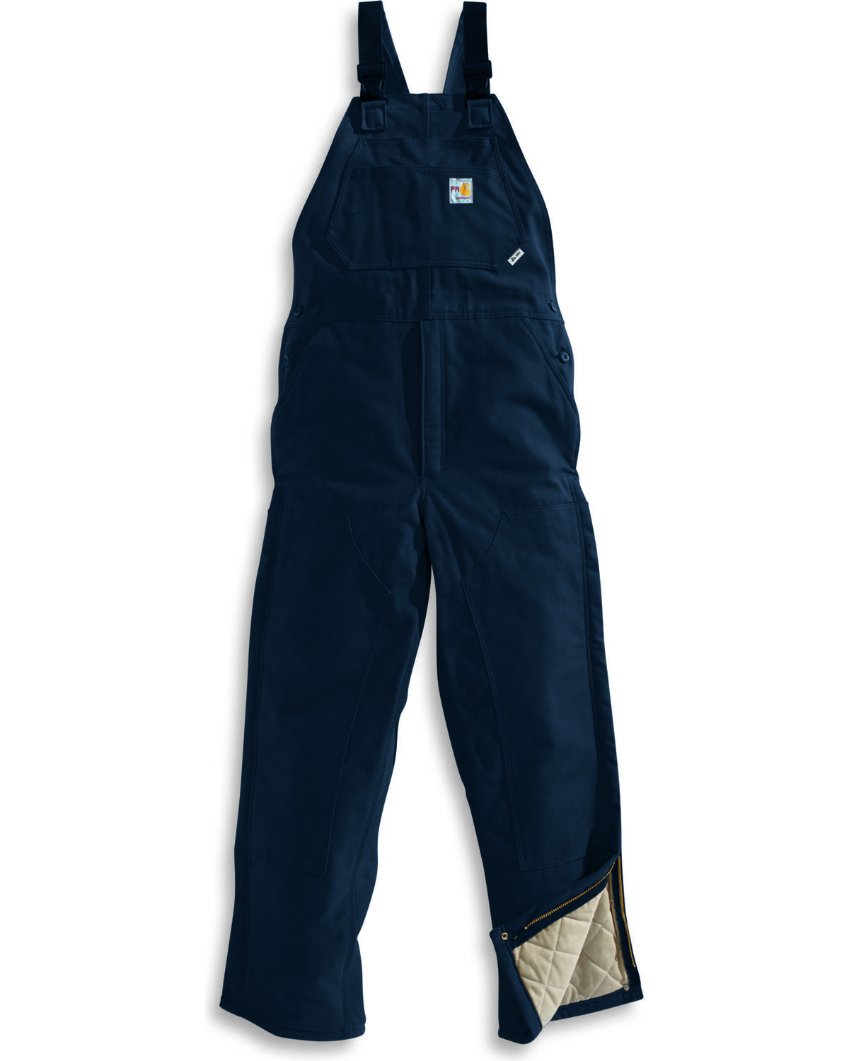Image #1 - Carhartt Men's FR Duck Quilt-Lined Bib Overalls - Big & Tall, Navy, hi-res