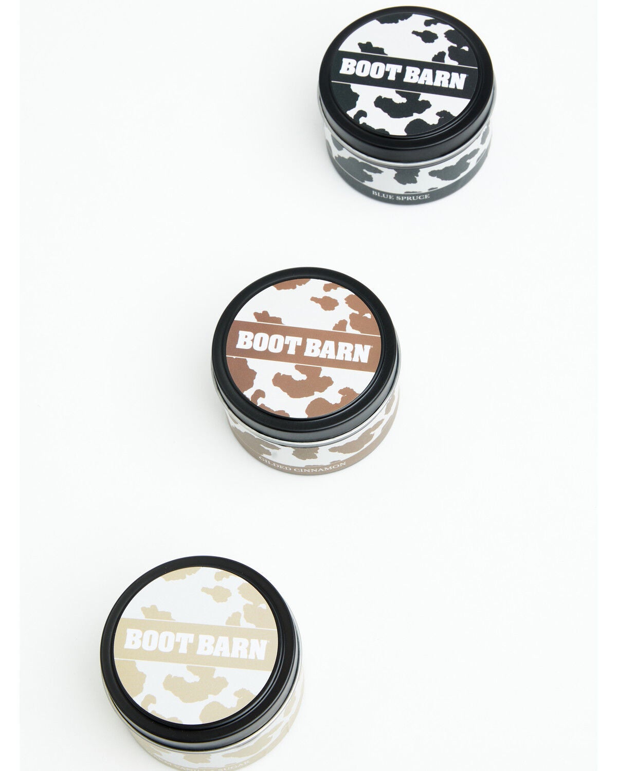 Image #1 - Boot Barn Cow Print 40oz Tin Candle Gift Set - 3 Pack, Black, hi-res