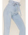 Flying Tomato Women's Light Wash High Rise Waist Tie Flare Jeans, Blue, hi-res