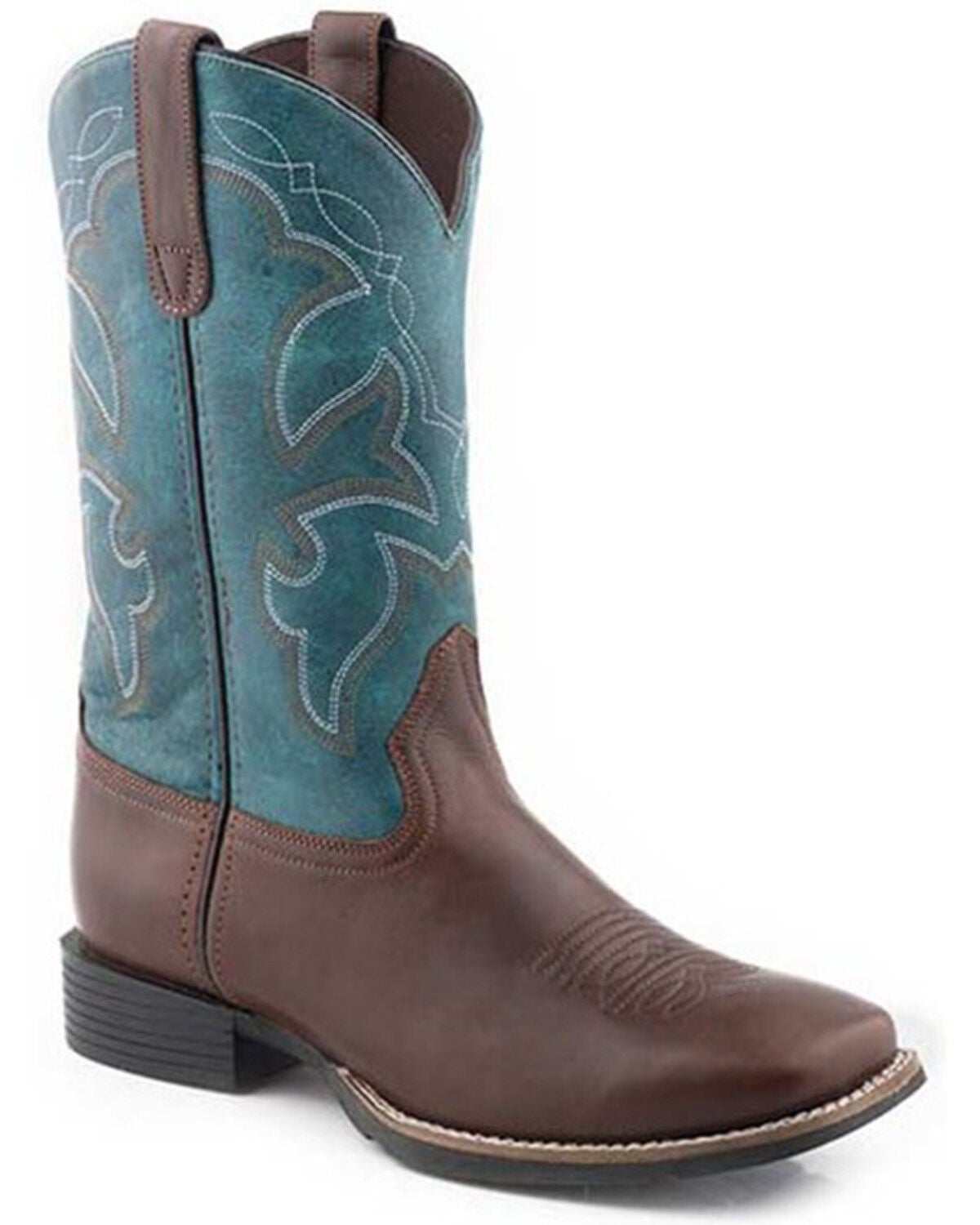 Roper Boys' Monterey Western Boots - Broad Square Toe, Brown, hi-res