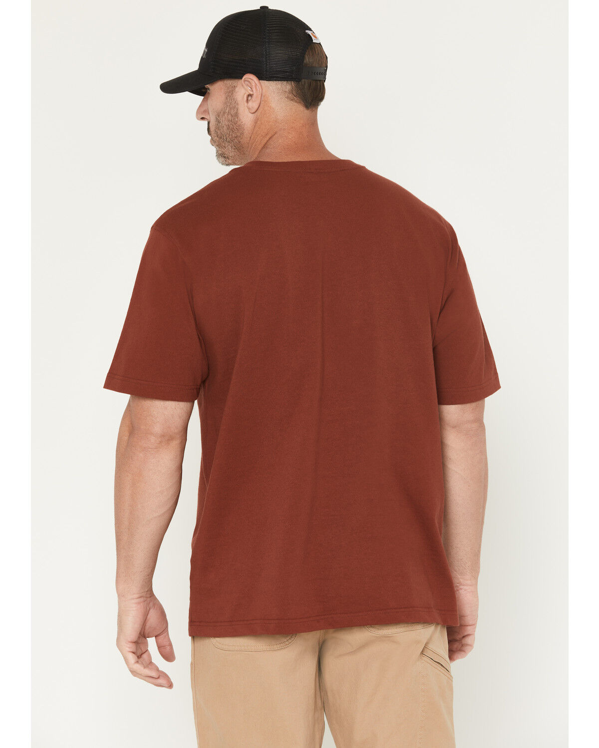 Image #4 - Carhartt Men's Loose Fit Heavyweight Logo Pocket Work T-Shirt, Red, hi-res