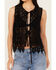 Image #3 - By Together Women's Crochet Tie Front Vest, Black, hi-res