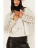 DANCASSAB Women's Bjork Leather Moto Biker Jacket, Ivory, hi-res