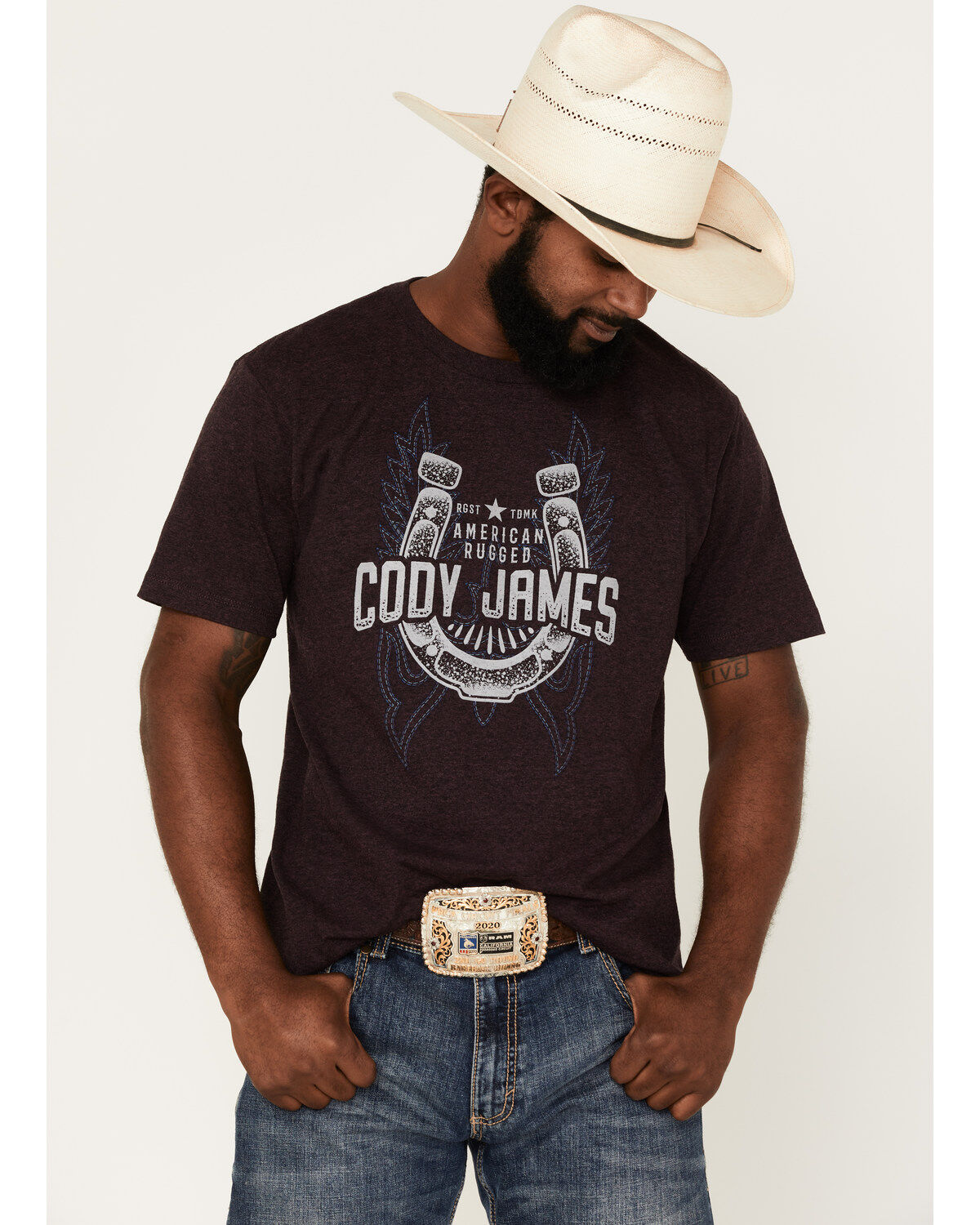 Image #1 - Cody James Men's Boot Stitch Horseshoe Graphic Short Sleeve T-Shirt, , hi-res