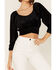 Beyond The Radar Women's Velvet Tie Back Crop Top, Black, hi-res