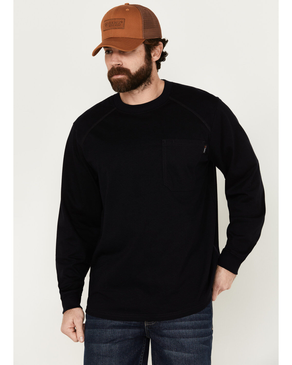Image #1 - Hawx Men's FR Long Sleeve Pocket T-Shirt, Navy, hi-res