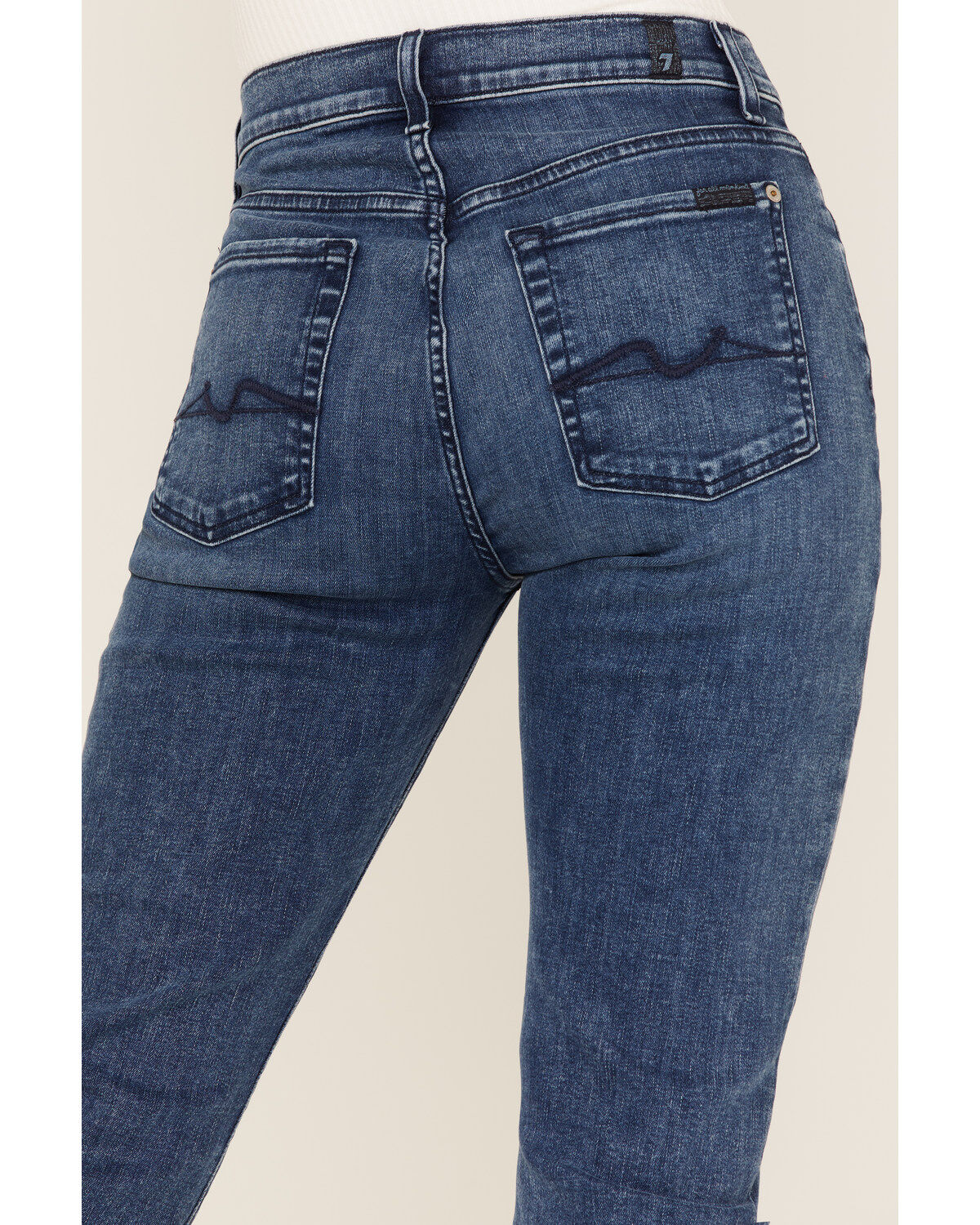 Image #4 - 7 For All Mankind Mid Wash Josefina In Formosa Cuffed Skinny Jeans, Blue, hi-res
