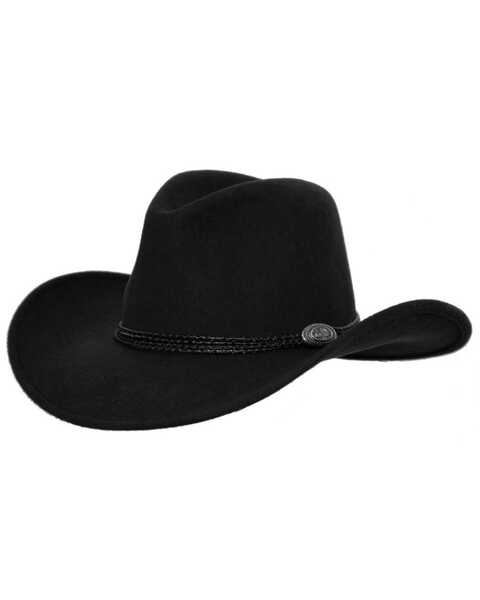 Outback Trading Co. Shy Game Crusher UPF50 Australian Wool Hat , Black, hi-res