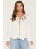 Image #1 - Wild Moss Women's Long Sleeve Whip Stitch and Embroidered Peasant Top, Ivory, hi-res