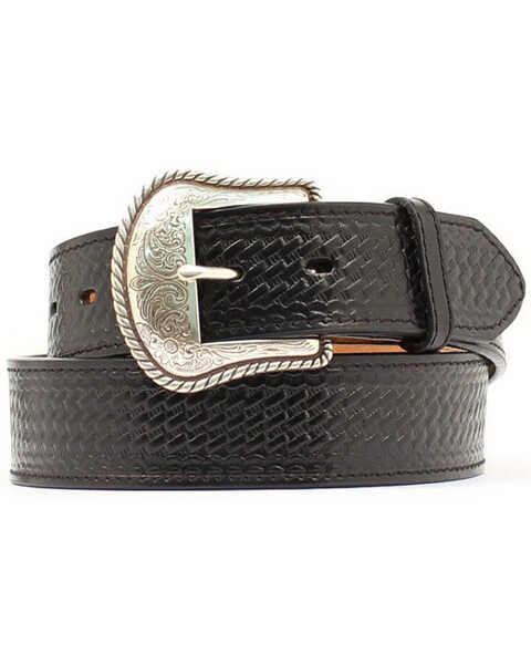 Image #1 - Double S Basketweave Embossed Leather Belt - Big, , hi-res
