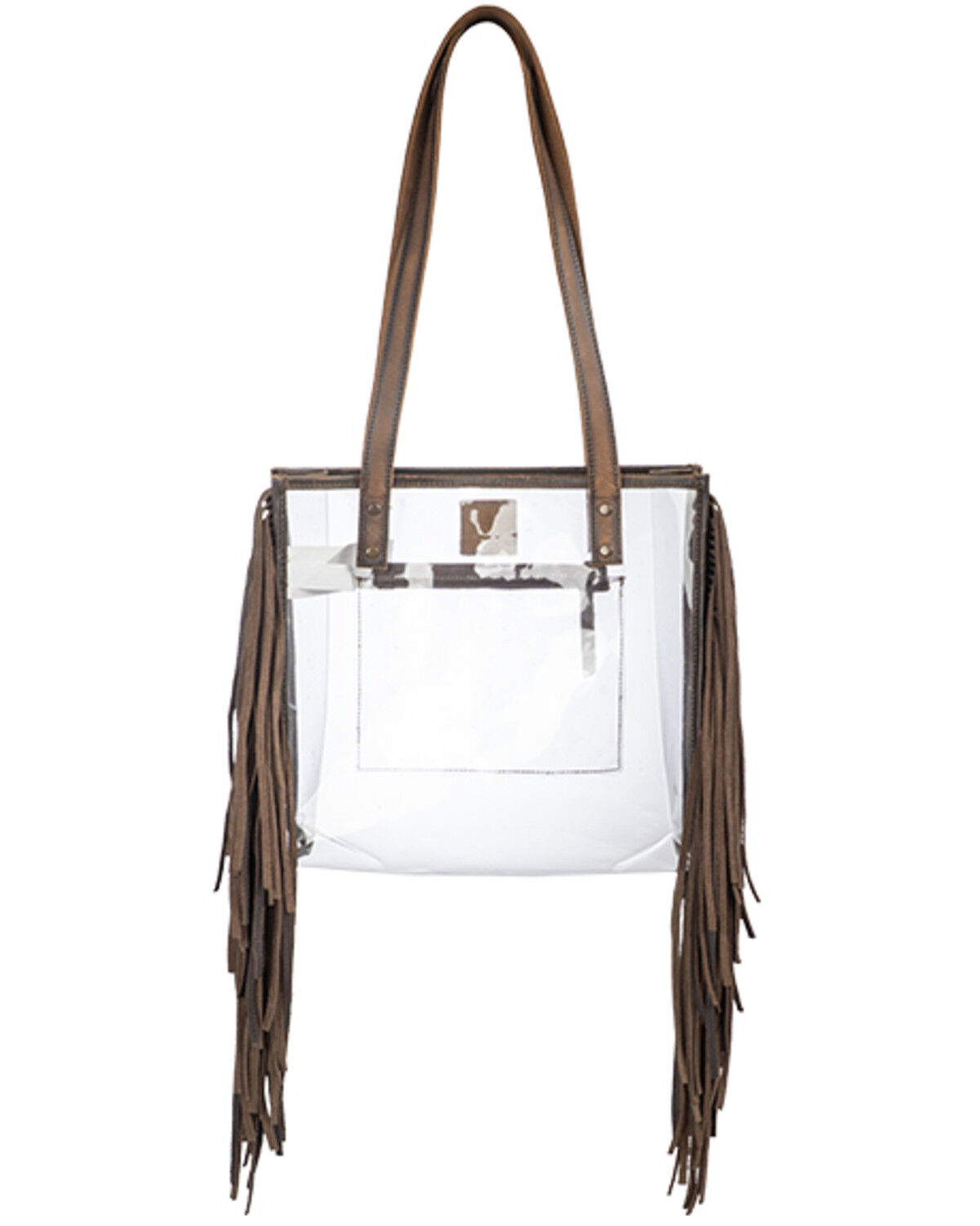 Image #1 - STS Ranchwear By Carroll Women's Clear Stadium Fringe Tote Bag, Brown, hi-res
