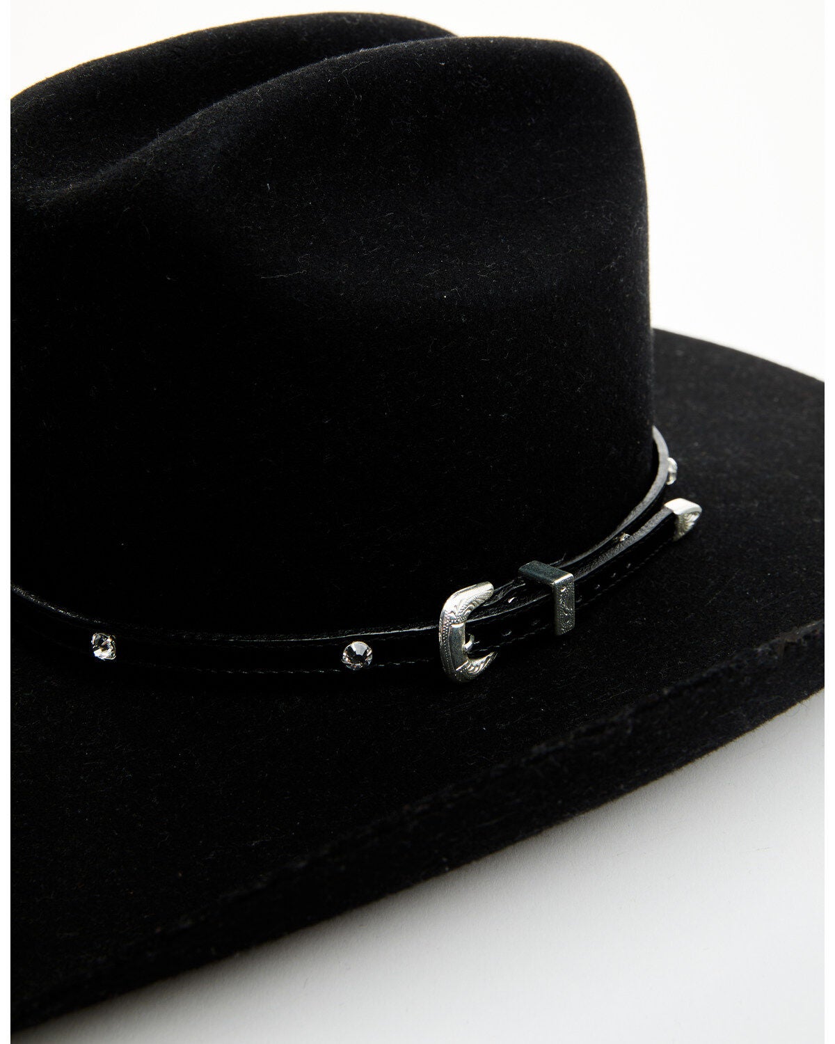 Austin Accent Women's Leather Rhinestone Hat Band, Black, hi-res
