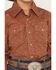 Image #3 - Wrangler 20X Boys' Paisley Print Long Sleeve Snap Stretch Western Shirt, Brown, hi-res