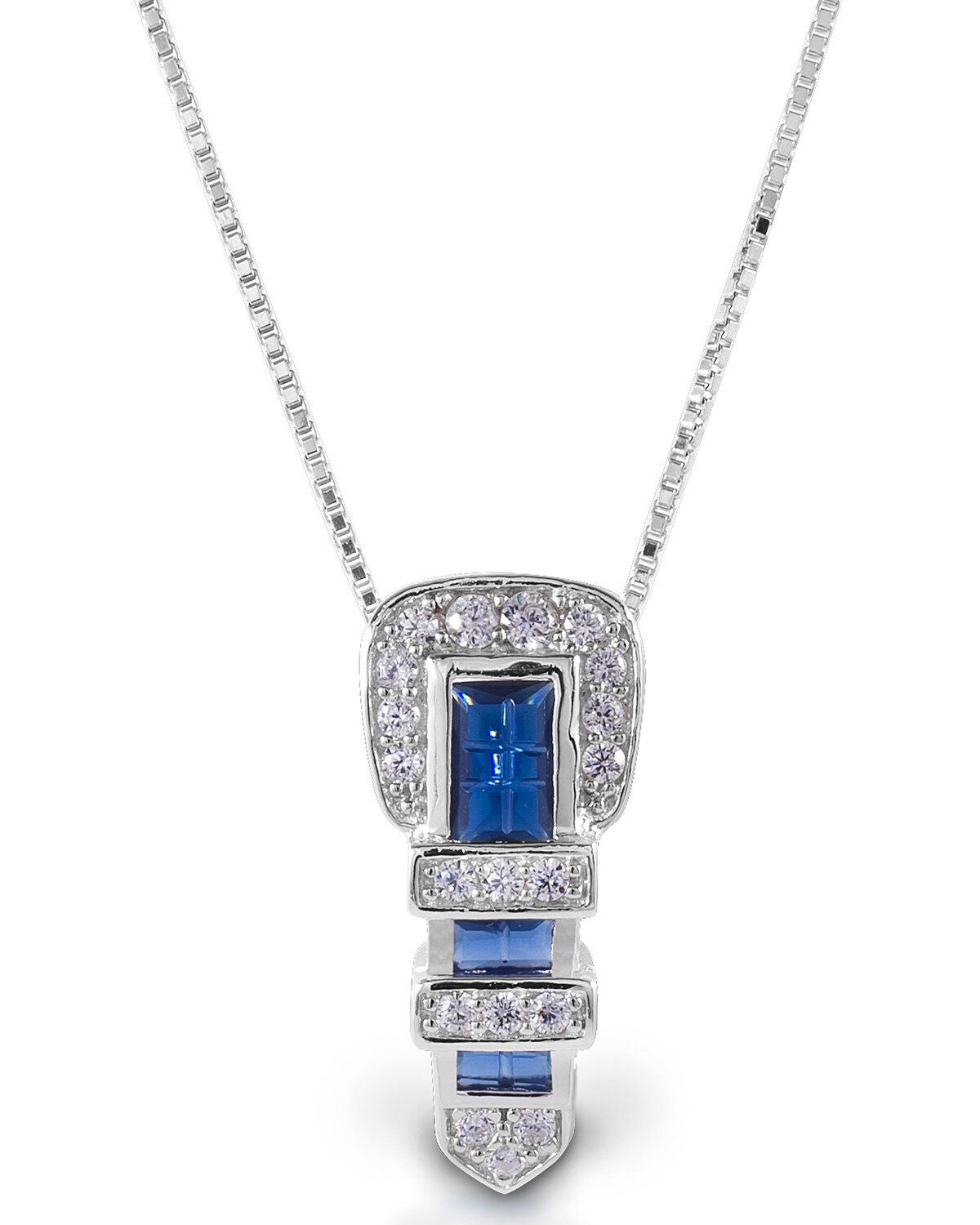 Kelly Herd Women's Blue Ranger Style Buckle Pendant Necklace, Silver, hi-res