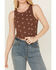 Image #3 - Discreture Women's Western Embroidered Cropped Tank, Brown, hi-res