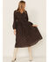 Image #1 - Molly Bracken Women's Printed Midi Long Sleeve Dress, Brown, hi-res