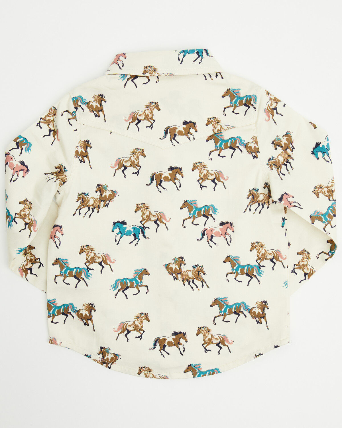 Image #3 - Shyanne Toddler Girls' Horse Print Long Sleeve Pearl Snap Stretch Western Shirt, Cream, hi-res