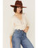 Lush Women's Lace Trim Blouse, Ivory, hi-res