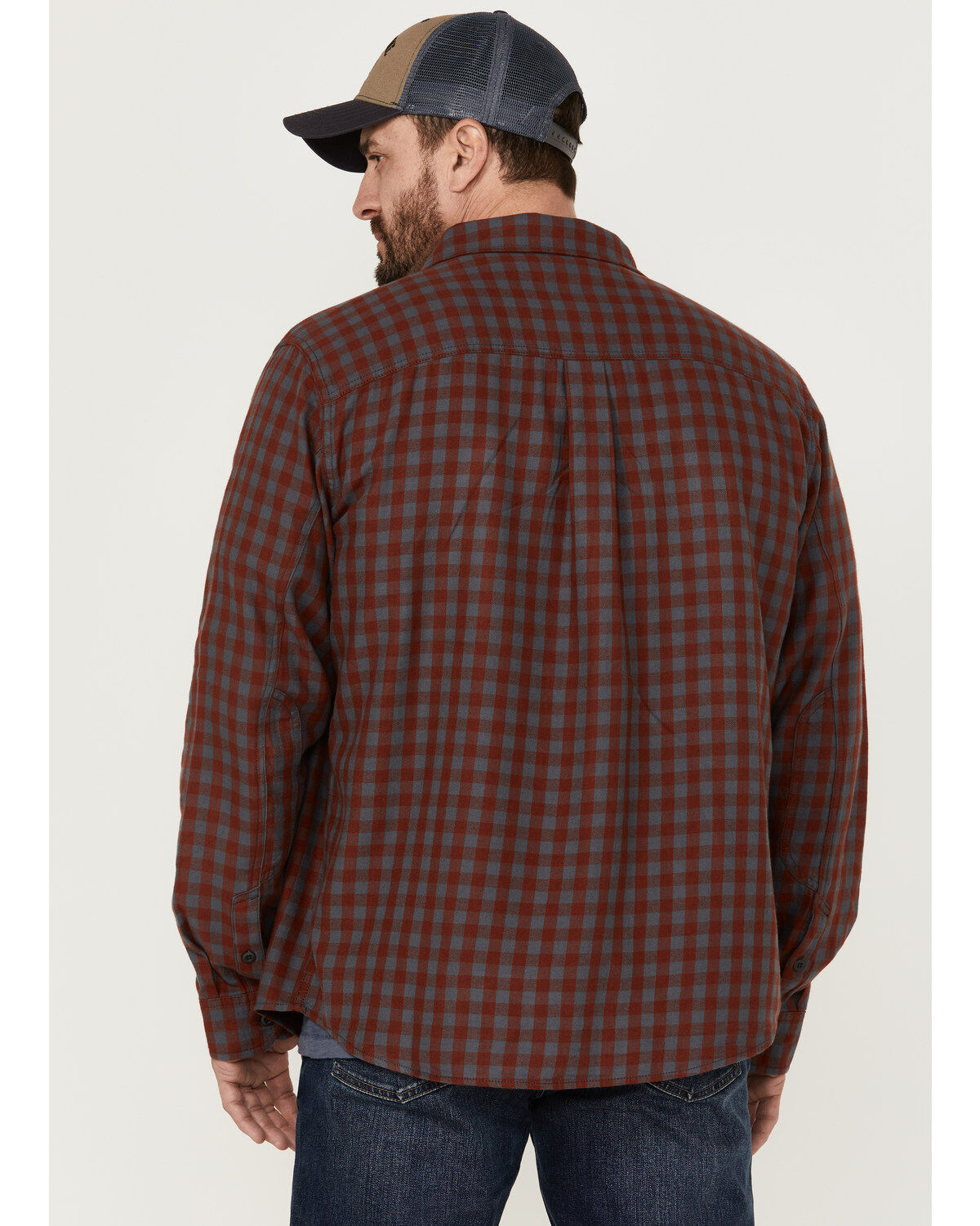 Image #4 - Brothers and Sons Men's Small Check Plaid Long Sleeve Button-Down Western Shirt, Red, hi-res