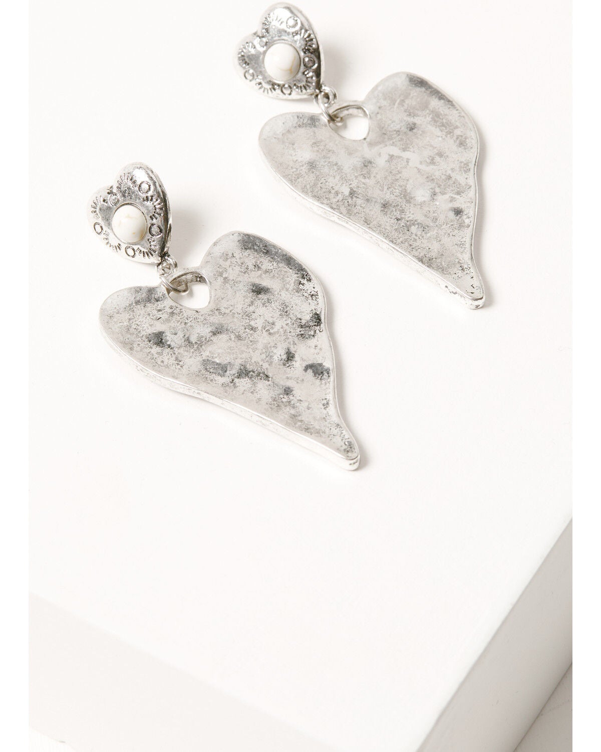 Image #1 - Shyanne Women's Heart Statement Earrings, Silver, hi-res