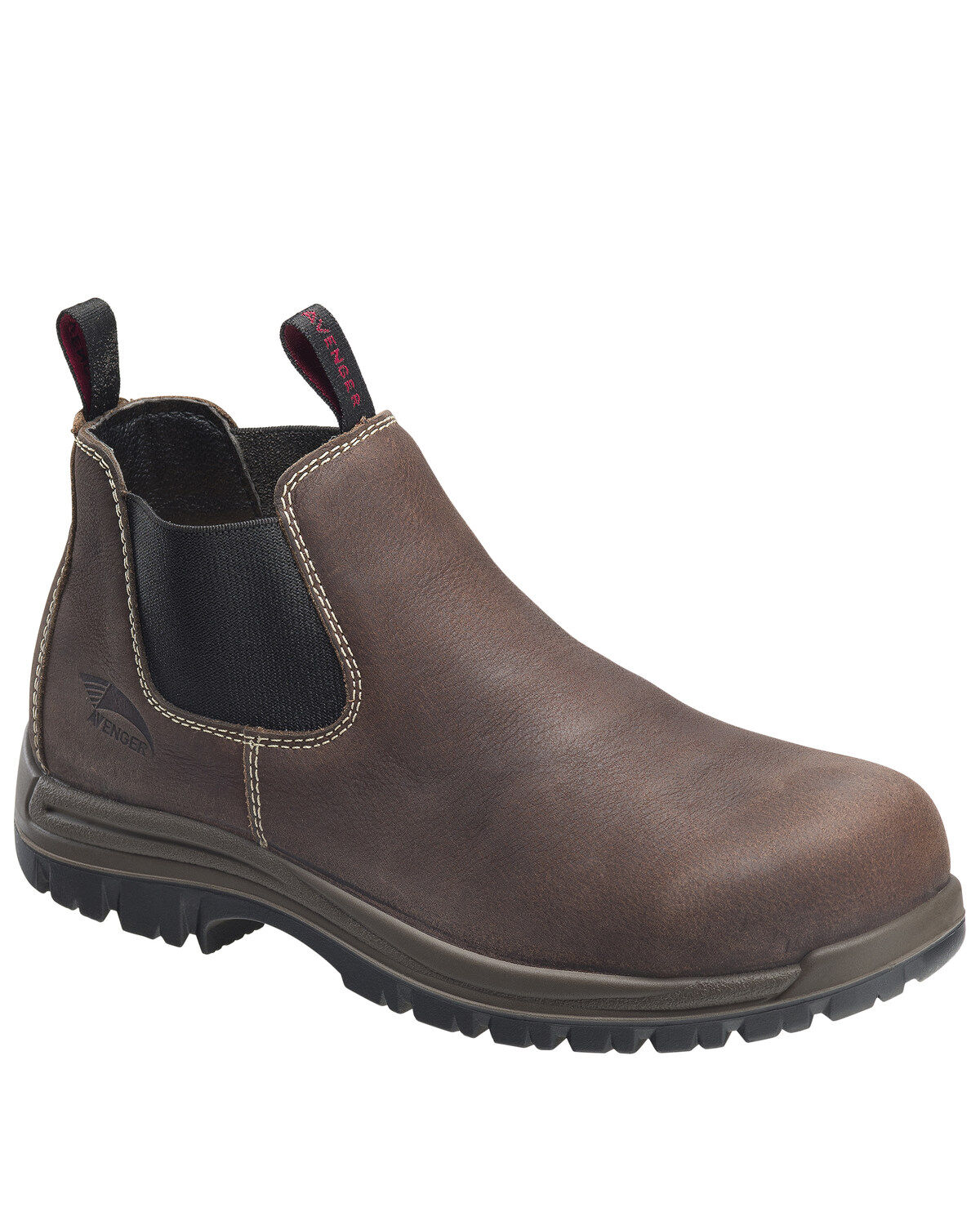 Image #1 - Avenger Men's Foreman Pull On Work Boots - Composite Toe, Brown, hi-res