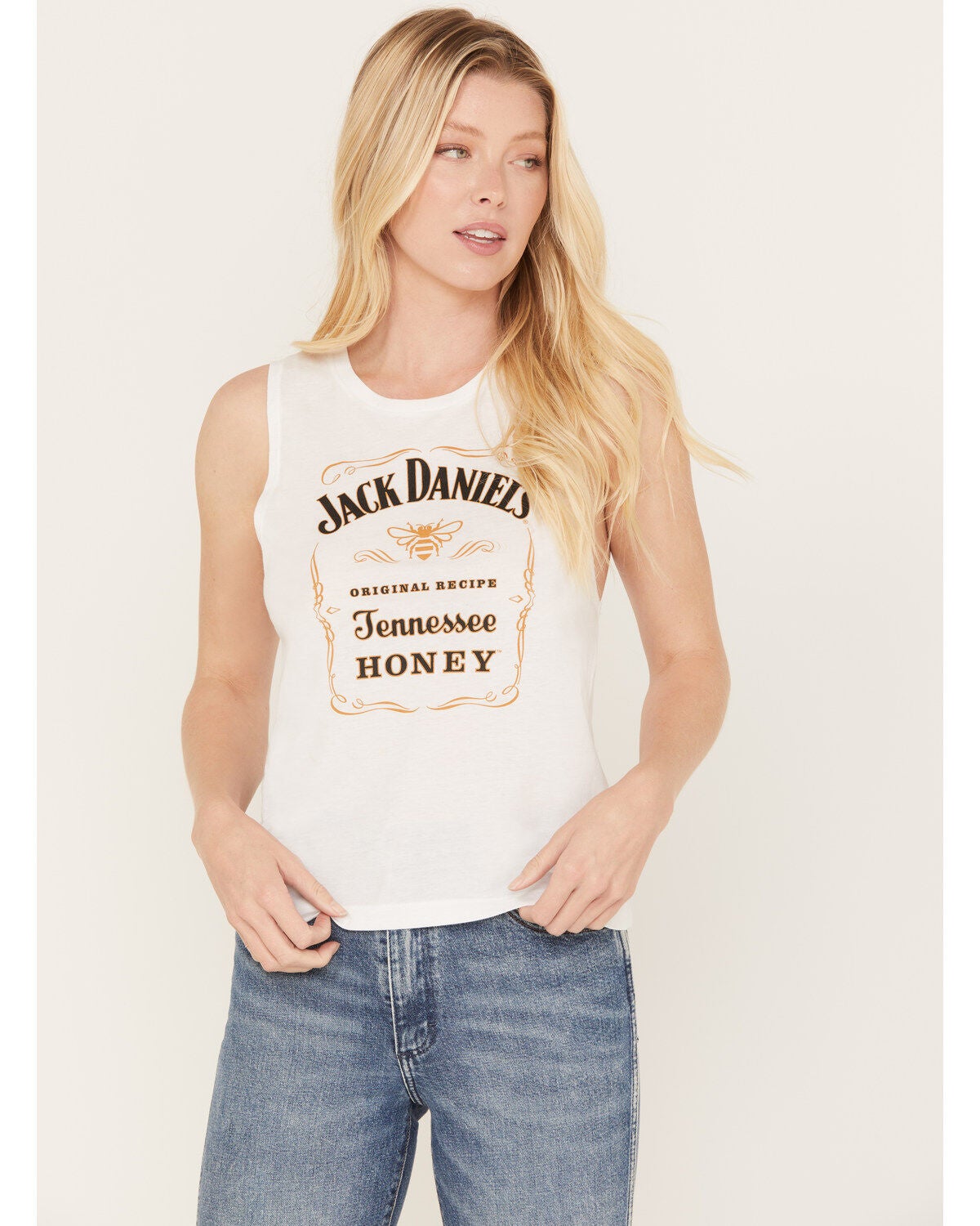 Jack Daniels Women's Honey Logo Muscle Tank, Ivory, hi-res