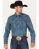 Cody James Men's Conquistador All-Over Print Snap Western Shirt , Blue, hi-res