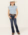 Image #3 - Shyanne Little Girls' Dark Wash Horseshoe Pocket Bootcut Stretch Denim Jeans, Medium Wash, hi-res