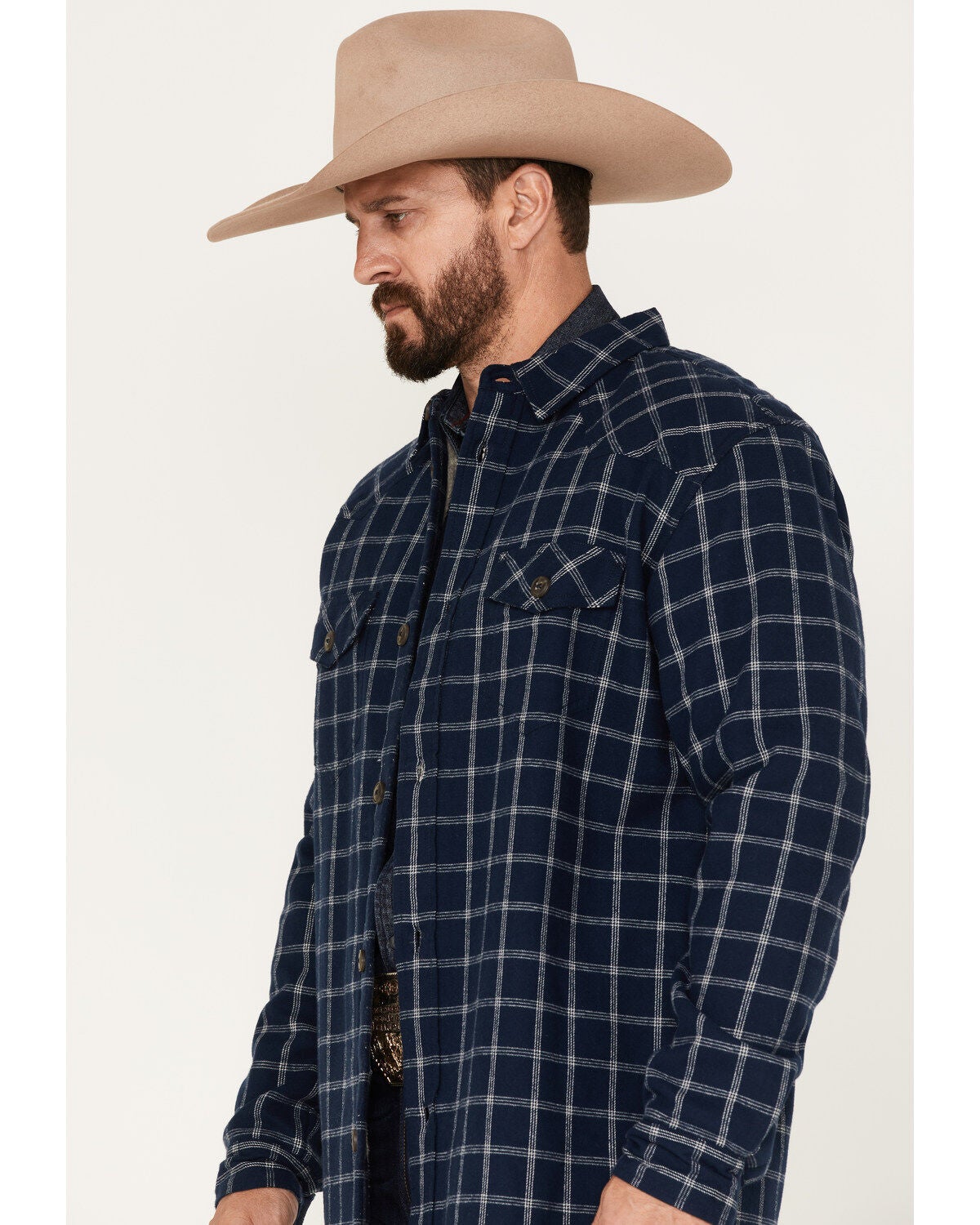 Image #2 - Cody James Men's Ghost Tree Plaid Button-Down Sherpa Bonded Flannel Shirt Jacket, , hi-res