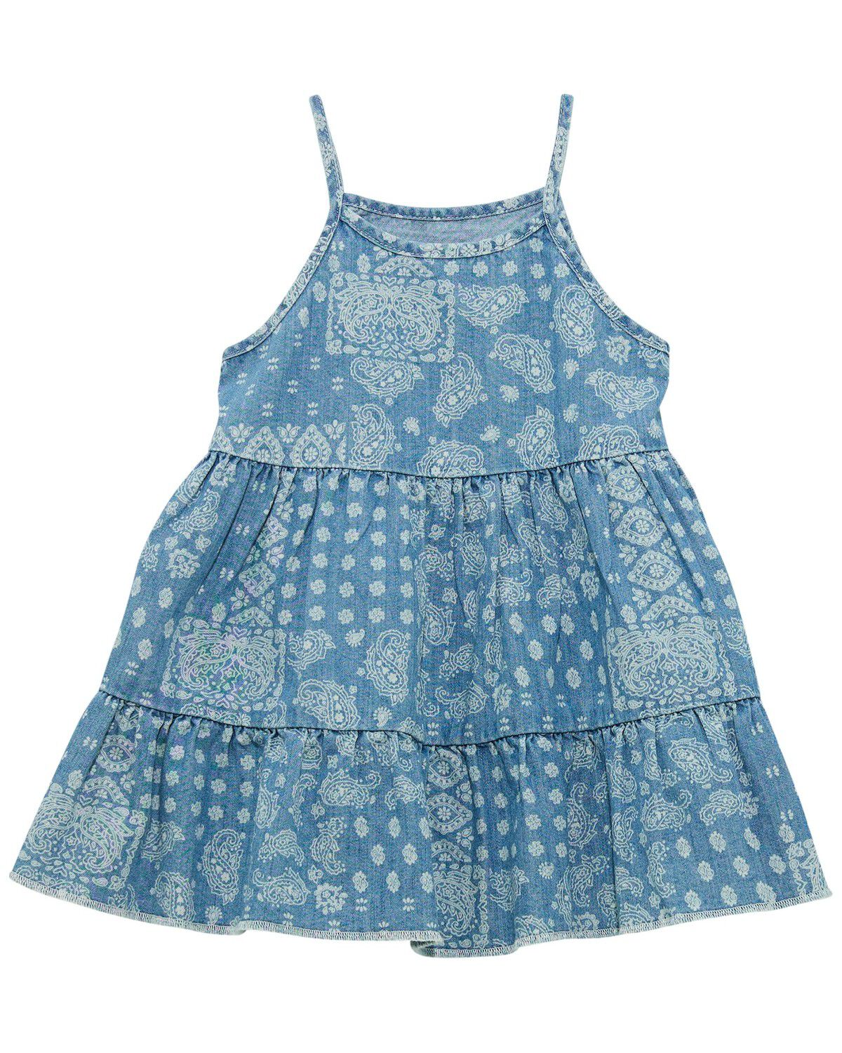 Wrangler Toddler Girls' Bandana Print Denim Dress, Blue, hi-res