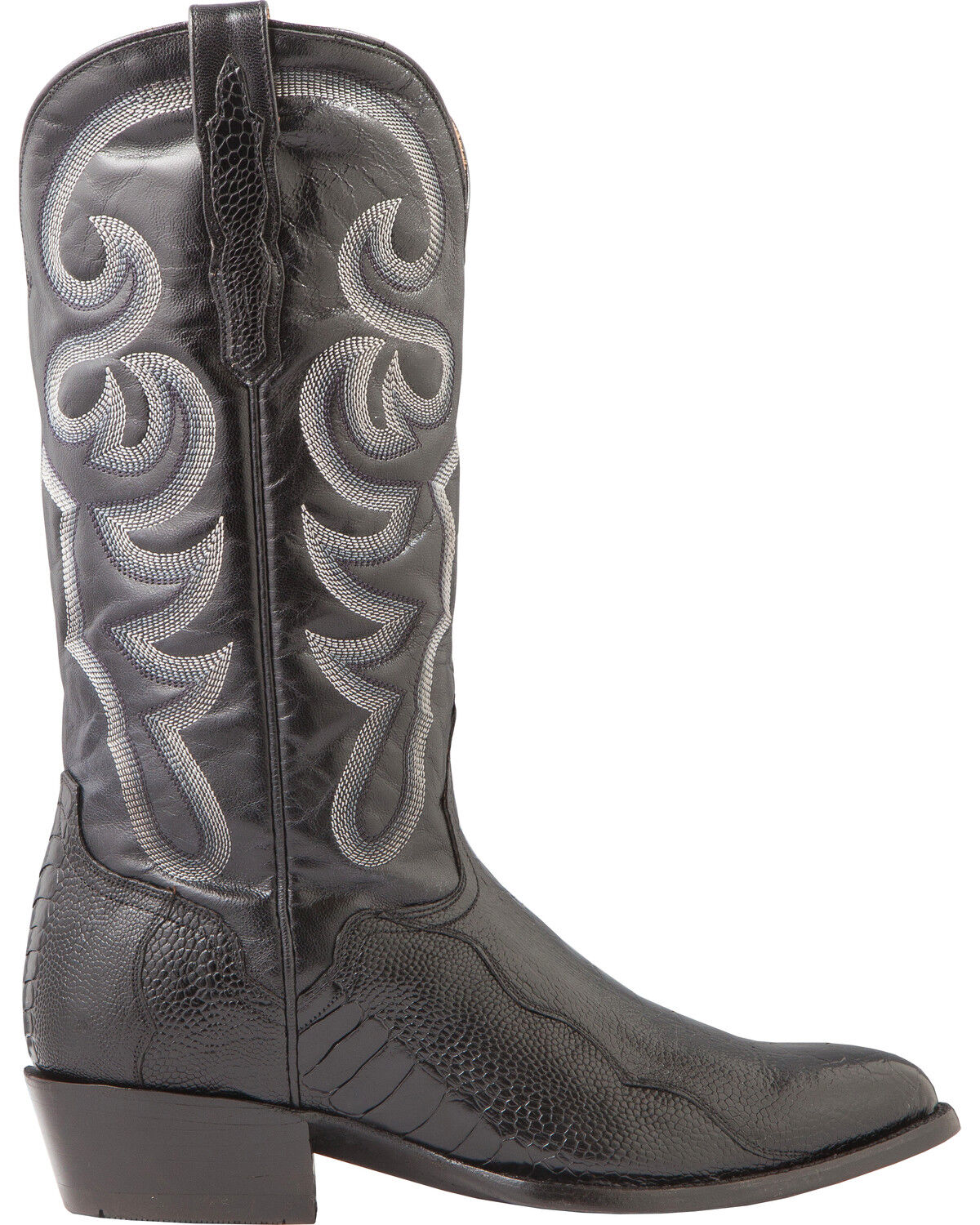 Image #2 - El Dorado Men's Handmade Ostrich Leg Western Boots - Round Toe, Black, hi-res
