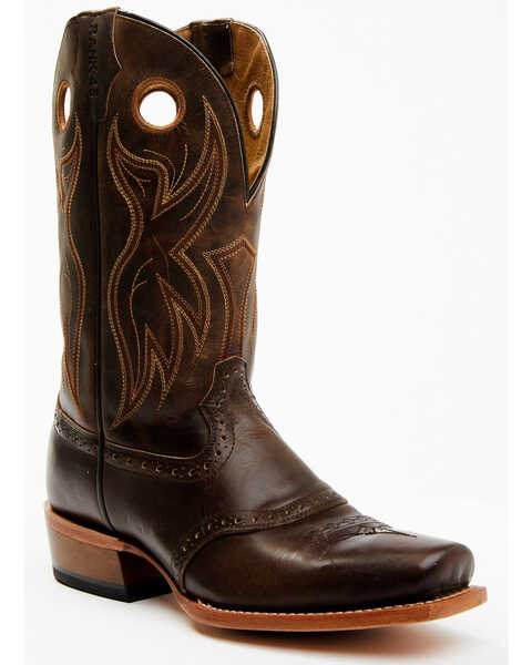 RANK 45 Men's Saloon Western Boots - Square Toe, Brown, hi-res