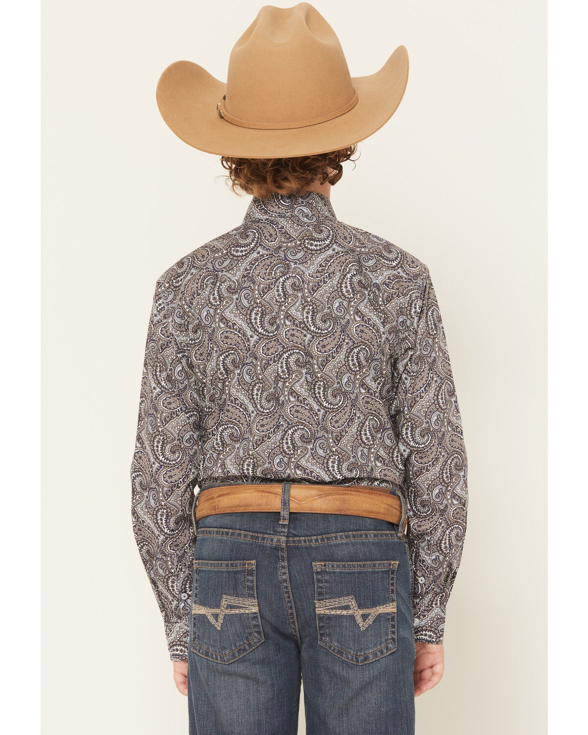 Image #4 - Cinch Boys' Paisley Print Long Sleeve Button-Down Western Shirt, Grey, hi-res