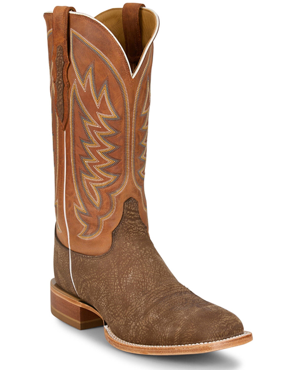 Justin Men's Cowman Tall Western Boots - Broad Square Toe, Tan, hi-res