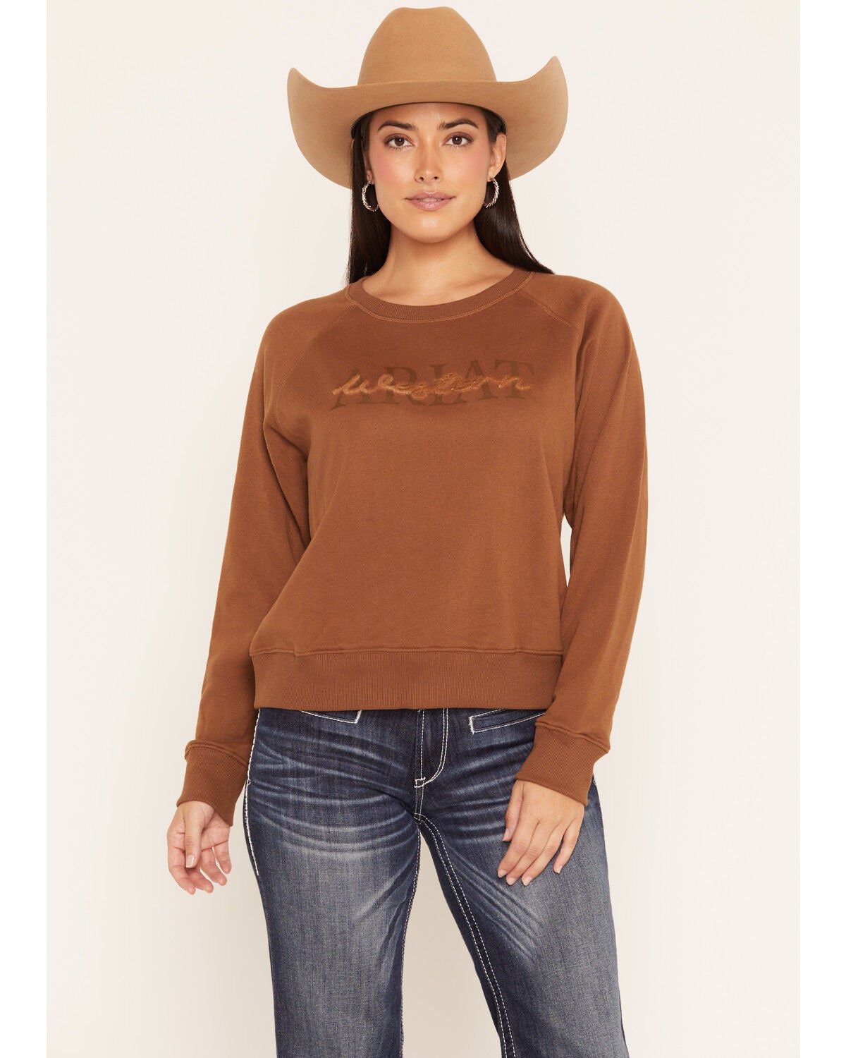 Ariat Women's Essential Crew Sweatshirt, Brown, hi-res