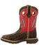 Durango Boys' Caiman Print Western Boots - Square Toe, White, hi-res