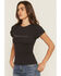 Image #2 - Wrangler Women's Long Live Cowboys Rhinestone Short Sleeve Tee, Black, hi-res
