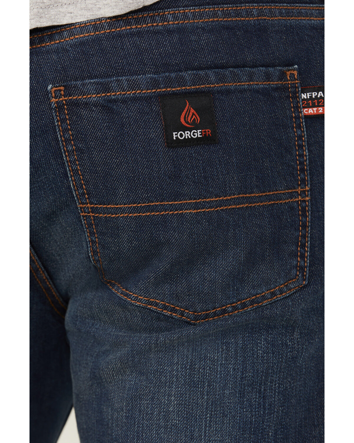 Image #4 - Forge Workwear Men's FR Cross Hatch Medium Wash Inherent Relaxed Bootcut Rigid Denim Jeans, Medium Blue, hi-res