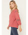 Image #2 - Shyanne Women's Barberry 3/4 Sleeve Embroidered Peasant Top, Dark Pink, hi-res