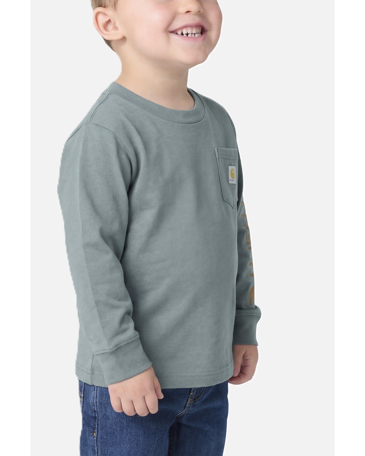 Image #2 - Carhartt Toddler Boys' Pocket Logo Long Sleeve T-Shirt, Green, hi-res