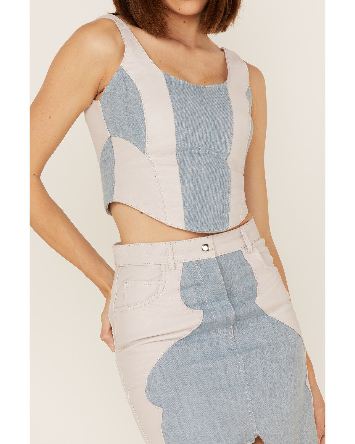 Image #4 - Understated Leather Women's Lil Mamma Denim Leather Bustier Top, , hi-res