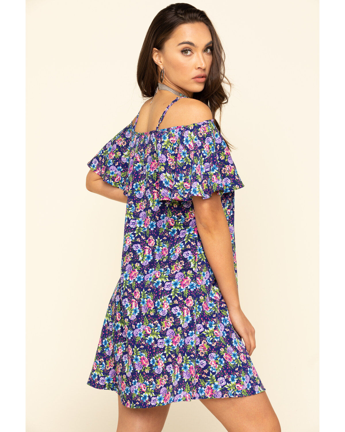 Image #2 - Red Label by Panhandle Women's Cold Shoulder Mini Dress, Navy, hi-res