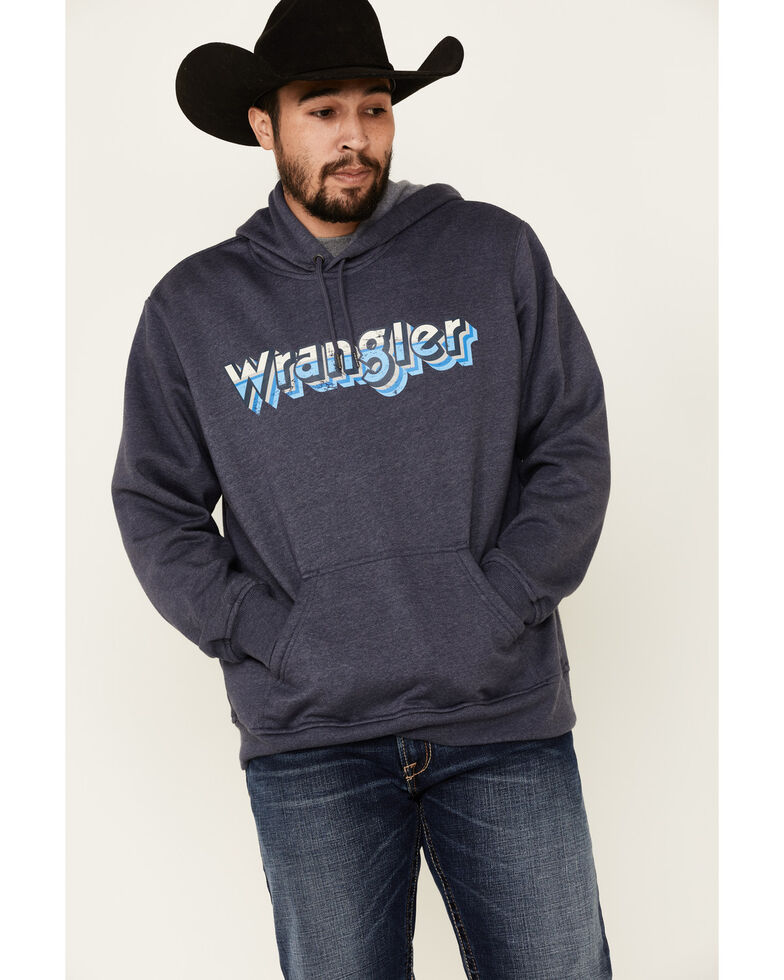Wrangler Men's Navy Logo Graphic Hooded Sweatshirt , Navy, hi-res