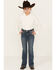 Image #1 - Rock & Roll Denim Girls' Medium Wash Cow Pocket Stretch Bootcut Jeans, Medium Wash, hi-res