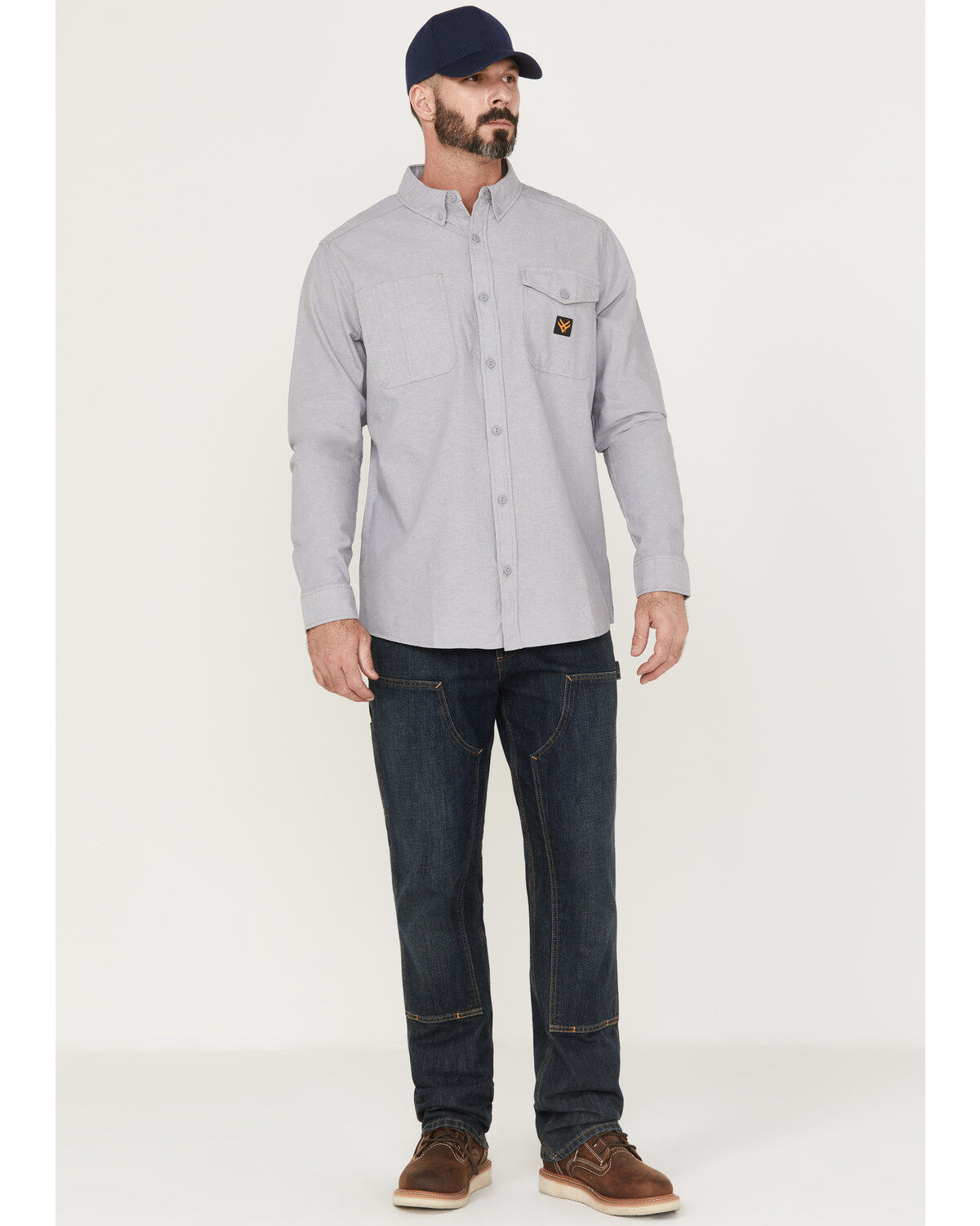 Image #2 - Hawx Men's Chambray Sun Protection Western Shirt, Grey, hi-res
